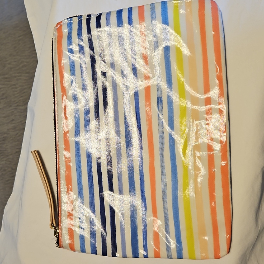 Merona striped waterproof cosmetic bag